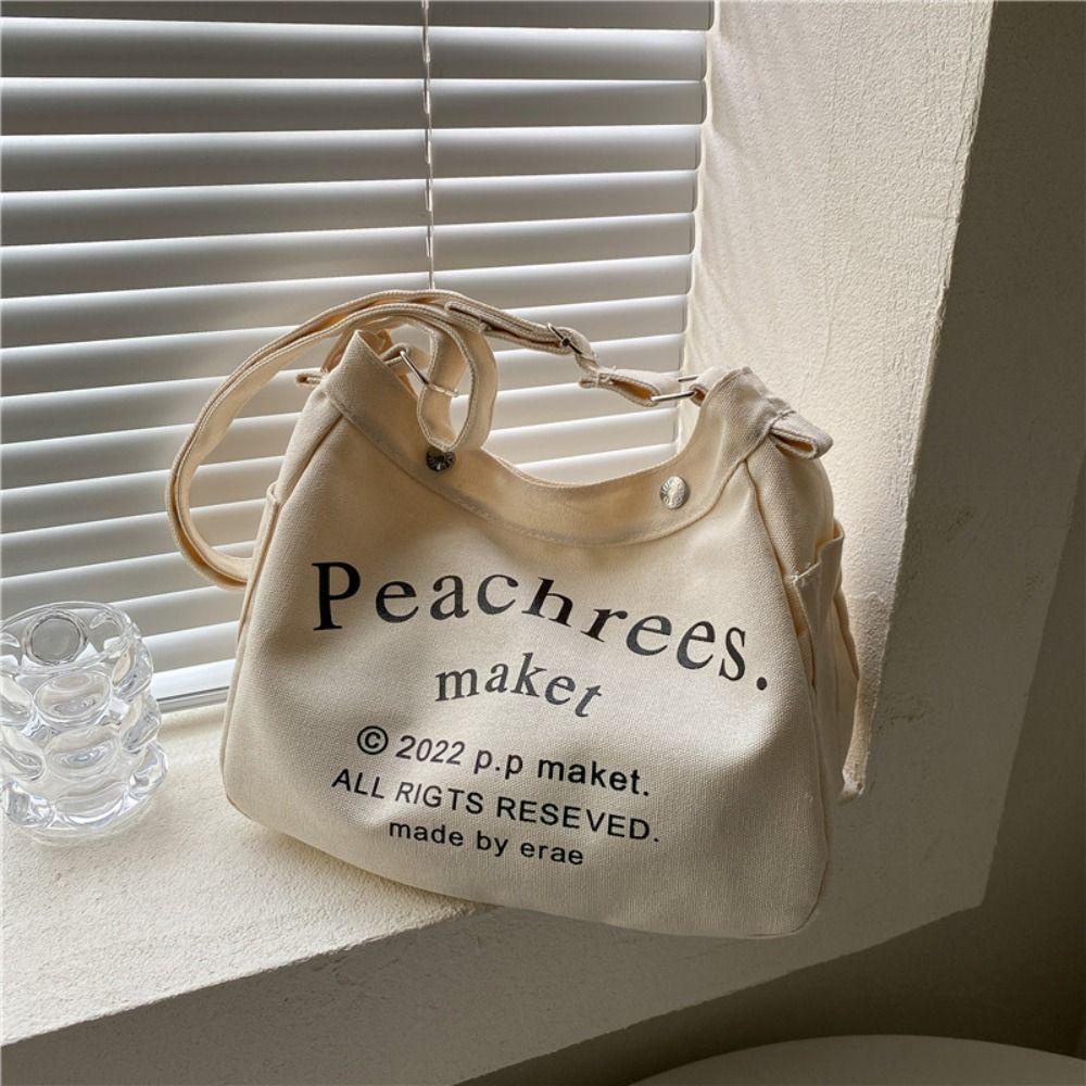 MIQUEL Túi Đeo Vai Vải Canvas Dáng Vuông Cỡ Lớn In Chữ Thiết Kế Đơn Giản Cho Mẹ Bỉm Sữa