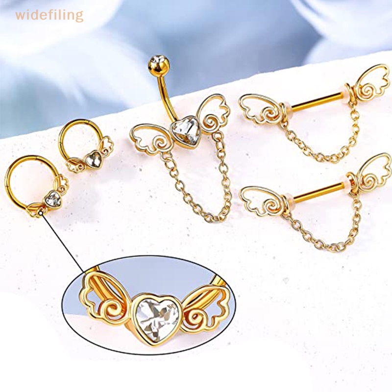 Bộ Khuyên Rốn / Mũi / Rốn Hình Trái Tim Đính Đá Pha Lê Nhiều Màu Sắc Cá Tính Dành Cho Nữ