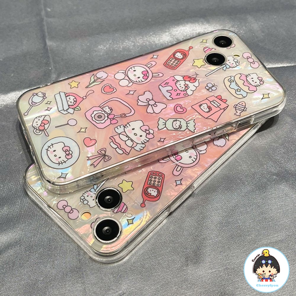 Ốp Điện Thoại TPU Mềm Chống Sốc Hình Hello Kitty Màu Laser Cho IPhone 11 12 13 14 Pro Max