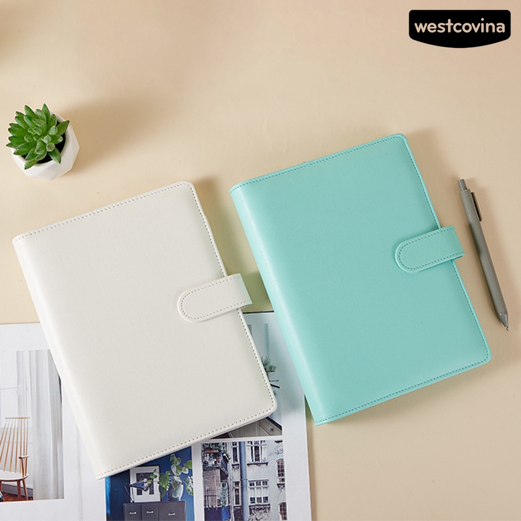 [WSTN]✎Vỏ Bọc Sổ Tay Khổ A5 Bằng Da Giả 6 Lỗ Chống Thấm Nước Thông Dụng