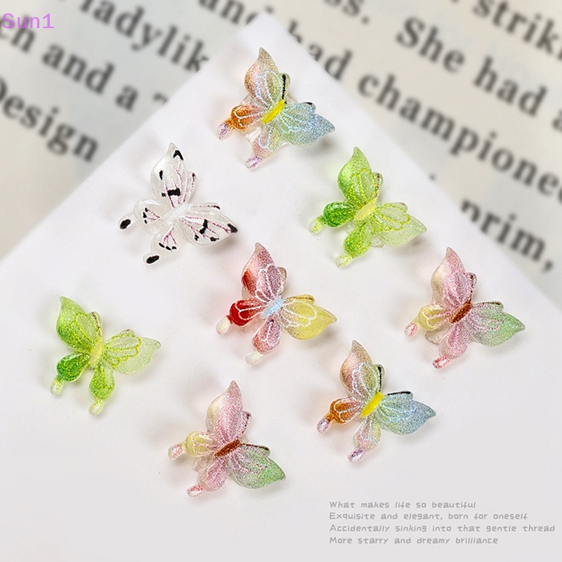 Set 20 Phụ Kiện Trang Trí Móng Tay Hình Bướm 3D DIY Độc Đáo