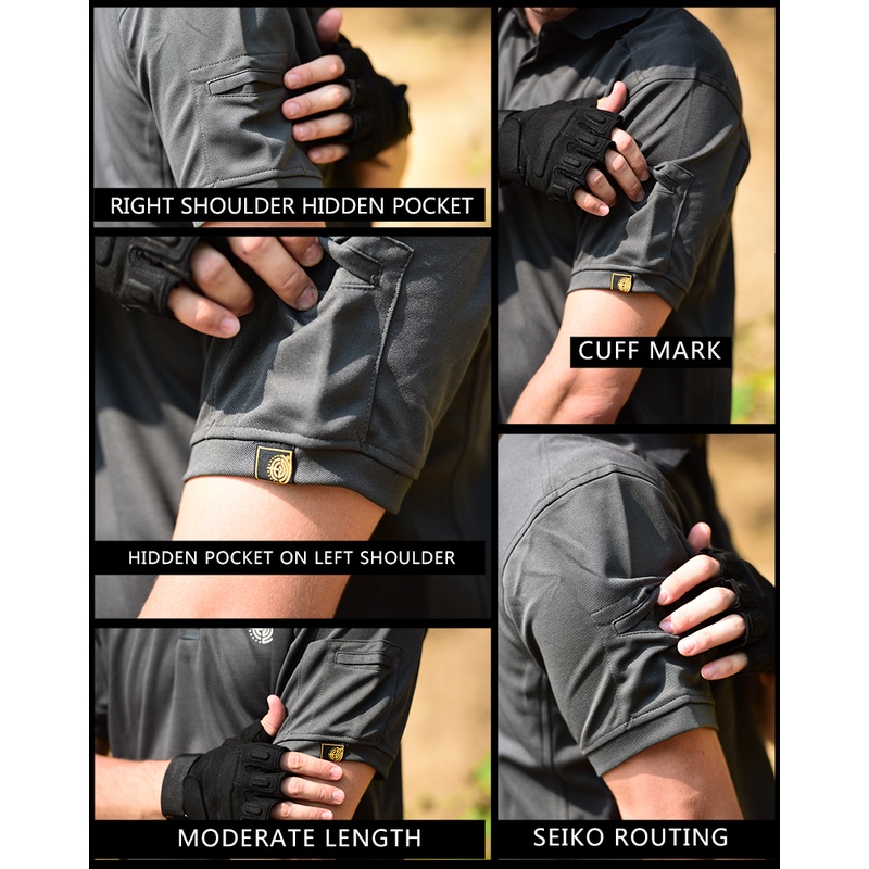 Áo Thun Thể Thao Ngắn Tay Thoáng Khí Mau Khô Phong Cách Quân Đội Cho Nam