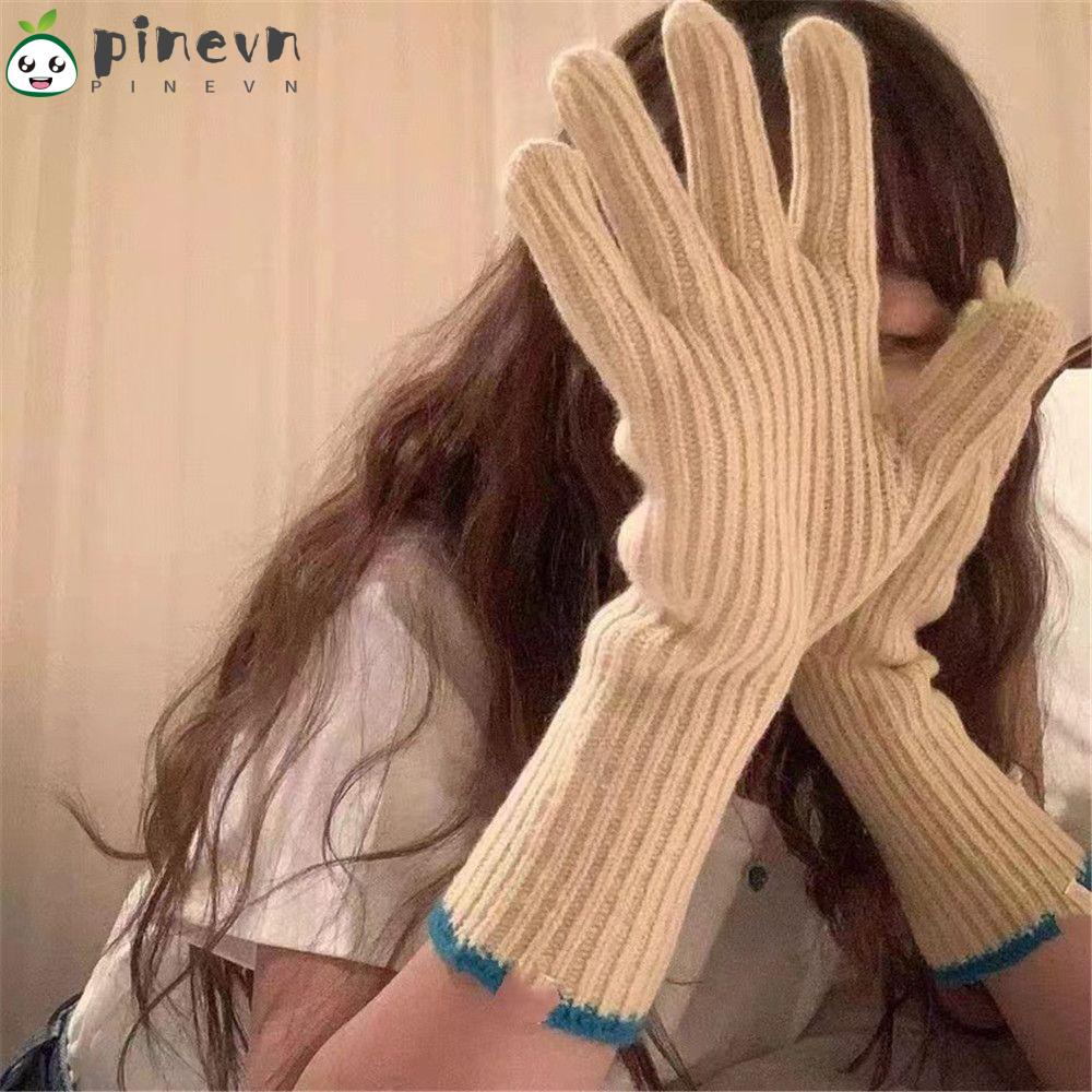 PINEVN Găng Tay Dệt Kim Co Giãn Dày Dặn Ấm Áp Hợp Thời Trang