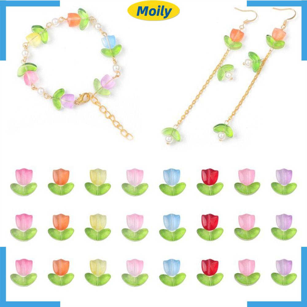 MOILYVN Bộ 320 Hạt Xỏ Lỗ Hình Hoa Tulip Dùng Để Làm Vòng Tay Thủ Công
