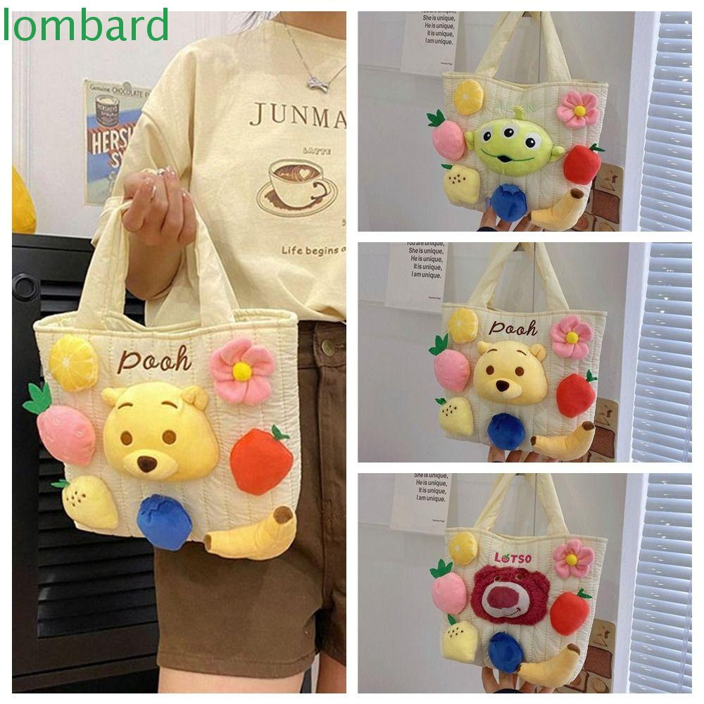 LOMBARD Túi Tote Đeo Vai / Đeo Chéo Hình Gấu / Dâu Tây Nhồi Bông Cỡ Lớn Đa Năng Phong Cách Harajuku Cho Học Sinh