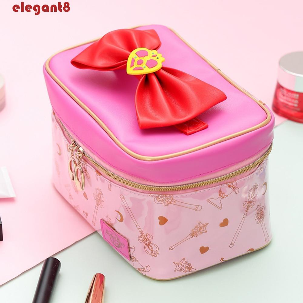 ELEGANT Túi Đựng Đồ Trang Điểm Bằng Da PU Đa Năng Họa Tiết Thủy Thủ Mặt Trăng