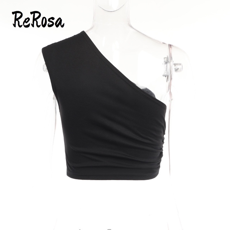 Rerosa Áo Ngắn Trễ Vai Ôm Dáng Đính Kim Cương Nóng Bỏng Gợi Cảm Hàng Mới 2023 Dành Cho Bạn Nữ