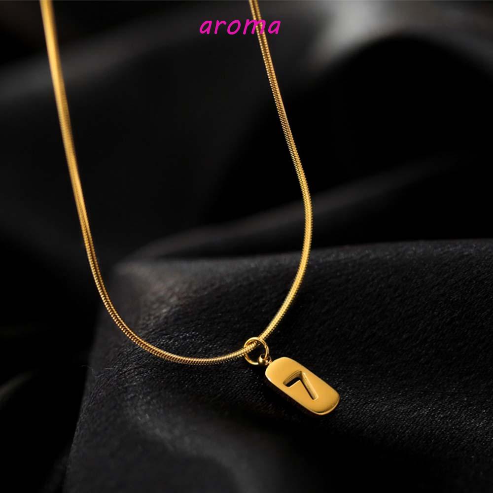 AROMA Vòng cổ Thép Titan Mặt Vuông Rỗng Cá Tính Cho Nữ