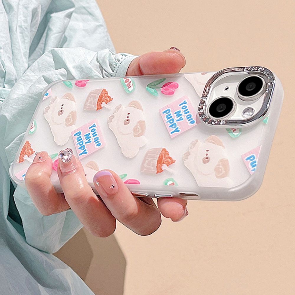 Ốp Điện Thoại TPU Mềm Chống Sốc Mạ Điện Họa Tiết Cún Hoạt Hình Dễ Thương Cho IPhone 14 13 12 11 Pro Max X XR 8 7 Plus