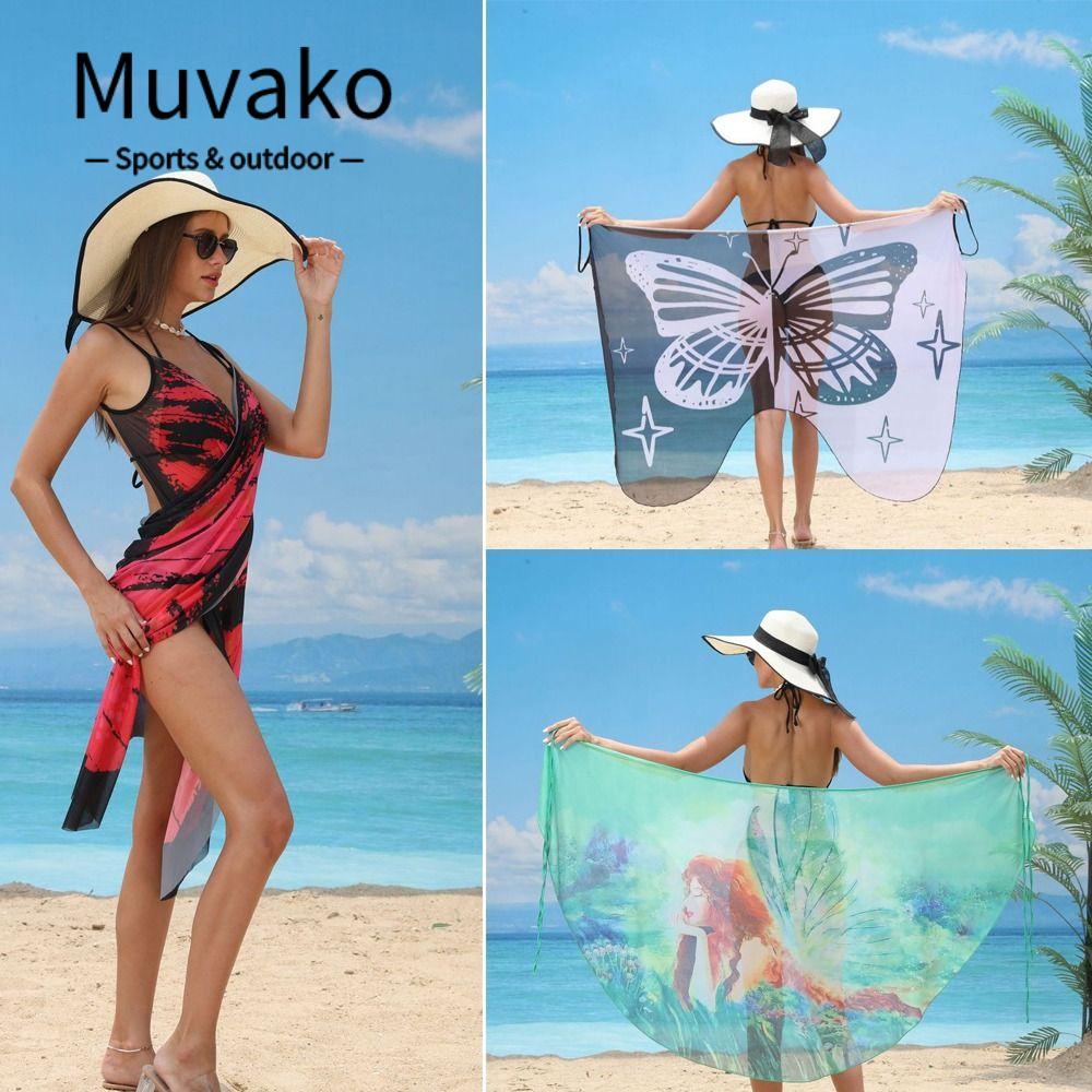 MUVAKO Bộ Đồ Bơi Bikini Dáng Rộng Nhanh Khô In Họa Tiết Bươm Bướm Thời Trang Mùa Hè Quyến Rũ Cho Nữ