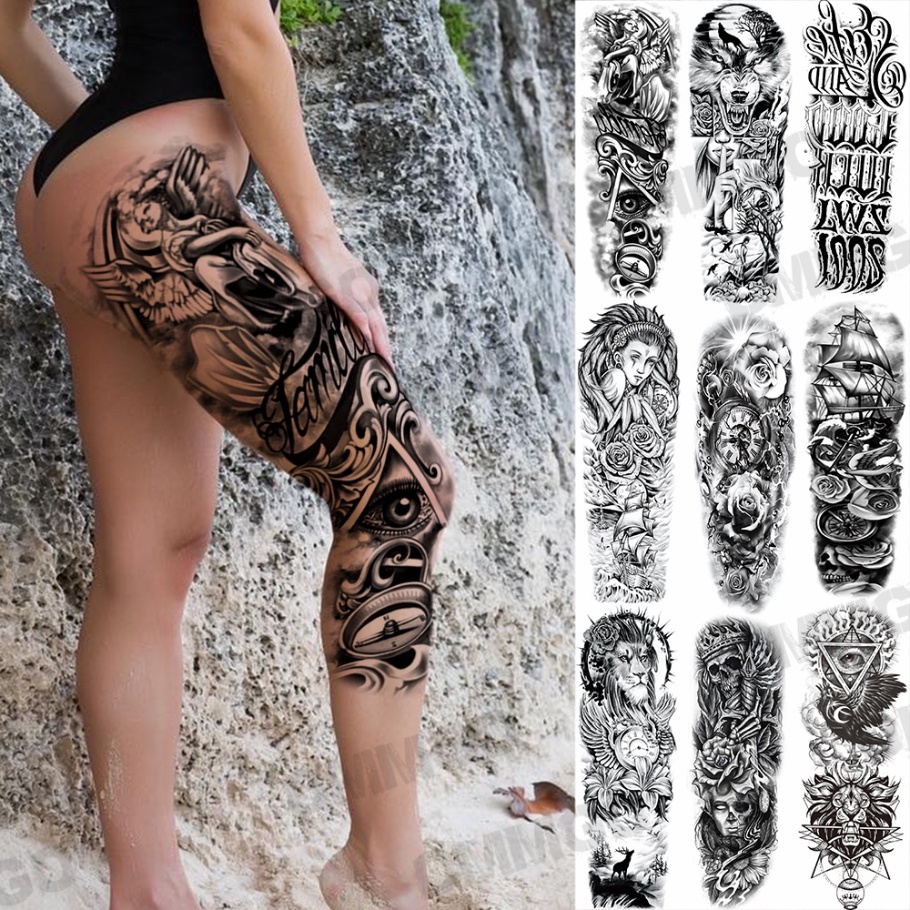 Hình Xăm Dán Tạm Thời Hình Đôi Mắt Thiên Thần Và Sói Hoa Hồng Thật Thời Trang Gợi Cảm Cho Nữ