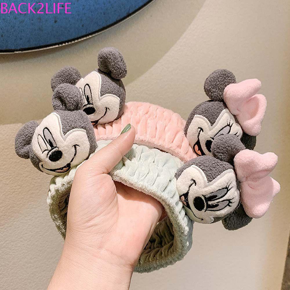 BACK2LIFE Băng Đô Cài Tóc Vải Bông Mềm Mại Hình Chuột Mickey Dành Cho Nữ Rửa Mặt