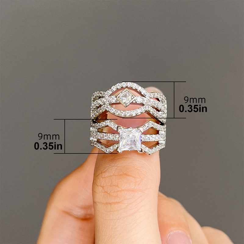 Ygt Set 2 Nhẫn Đính Đá Zircon Sang Trọng Thời Trang Cho Nữ