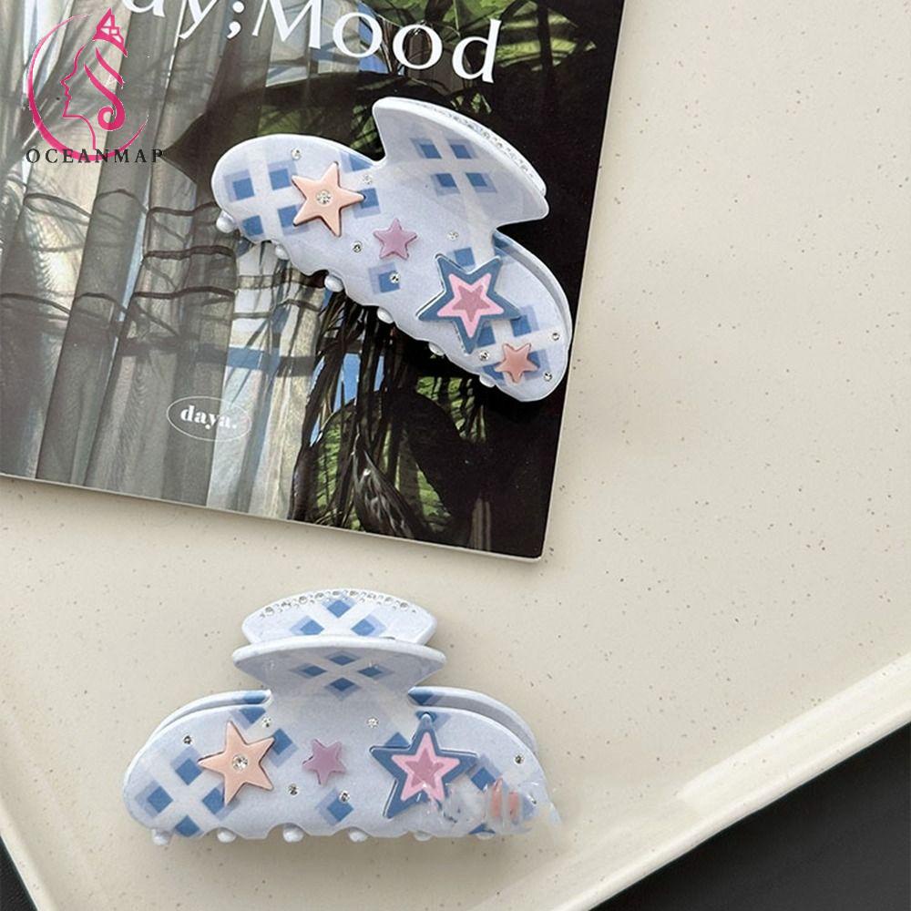 OCEANMAP Kẹp Tóc Nữ Hình Ngôi Sao Đính Đá Phong Cách Vintage Y2K