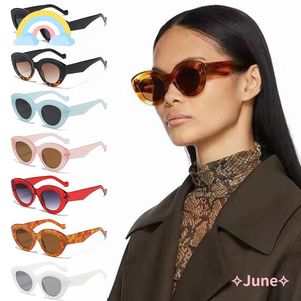 JUNE Kính Mát Oversized Hình Oval Phong Cách Retro