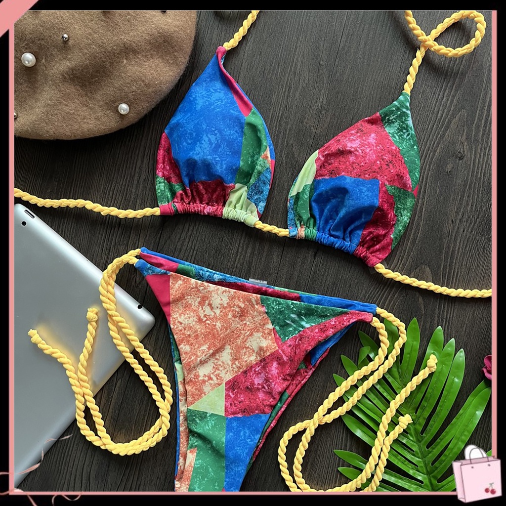 Bộ Đồ Bơi 2 Mảnh Thời Trang Mùa Hè Phối Màu Nhuộm Cho Nữ
