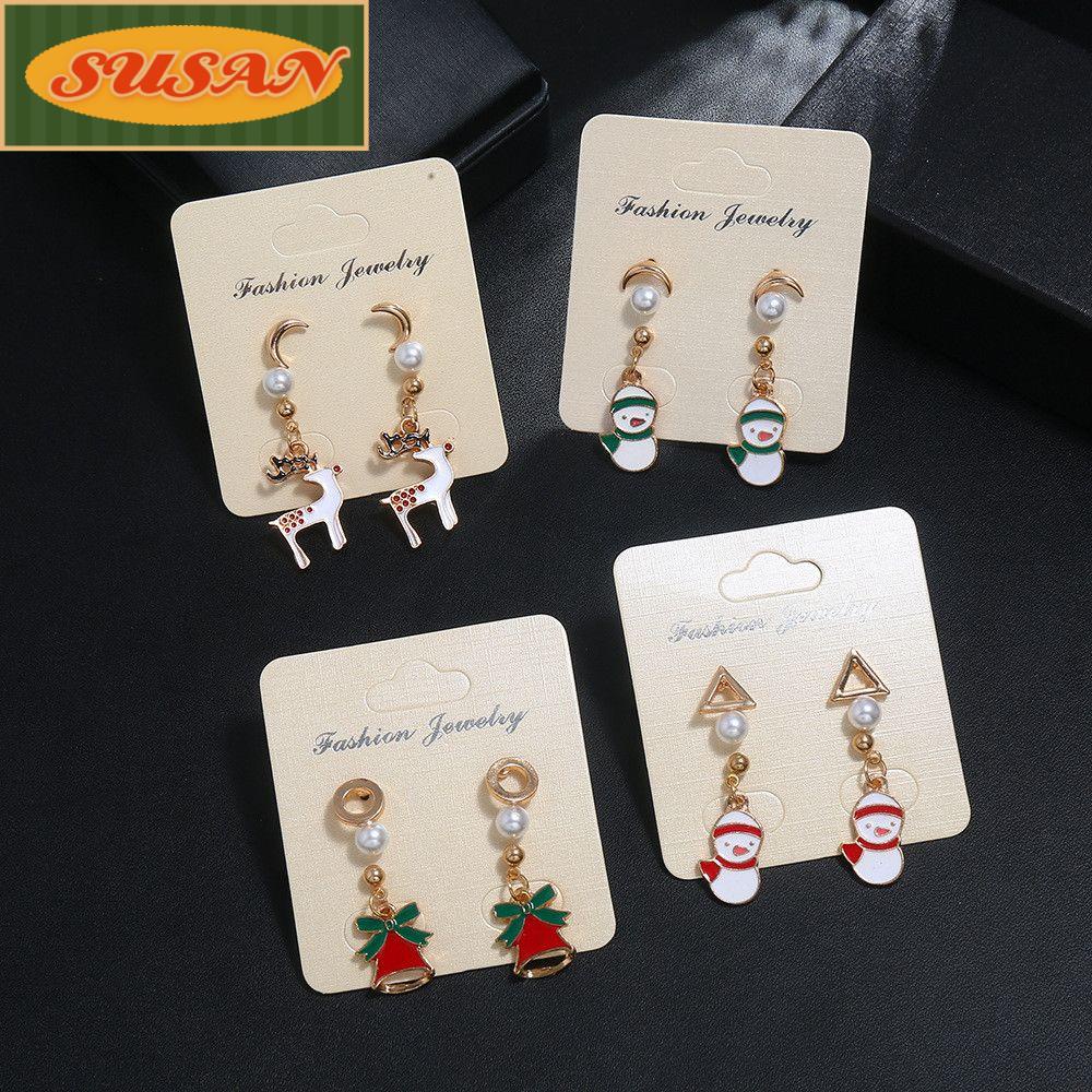 SUSANS Khuyên Tai Móc Trang Trí Chuông Giáng Sinh Năm Mới