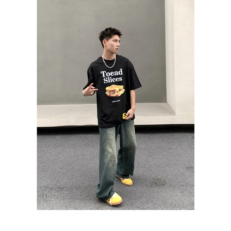 Hàng Mới Về Mới Quần Jean Ống Rộng Màu Xanh Dương Đậm Phong Cách Retro Đường Phố Mỹ Cho Nam Và Nữ