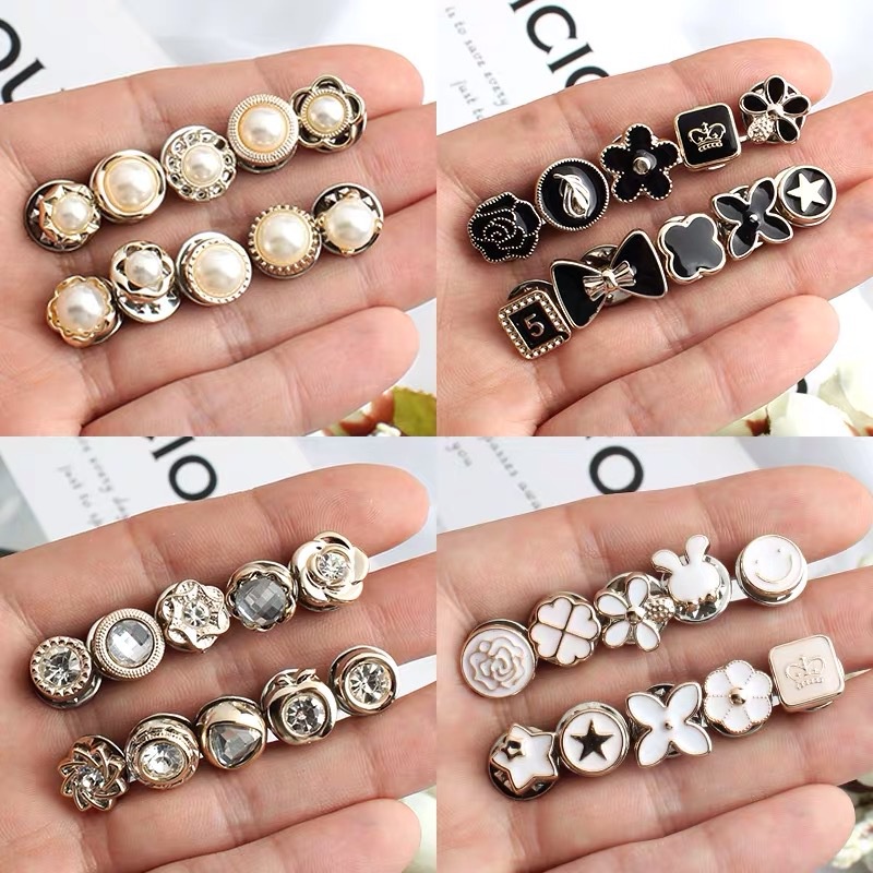 Set 10 Ghim Cài Áo Đính Ngọc Trai Nhân Tạo Thời Trang