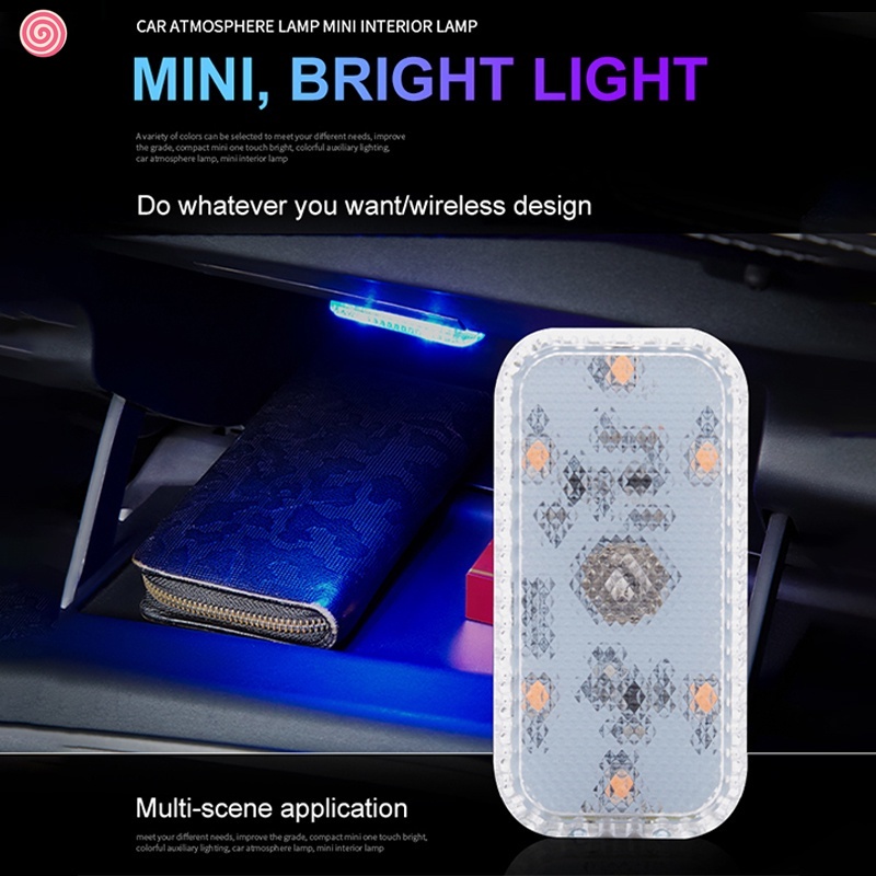 Đèn LED Mini Không Dây Cảm Ứng Chạm Gắn Trần Xe Hơi / Cửa / Cốp Xe Có Cổng Sạc USB