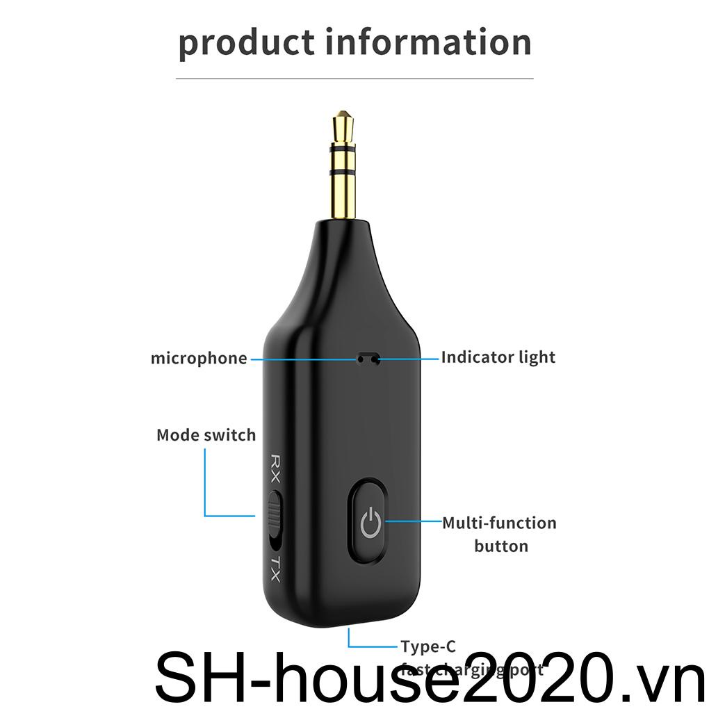 Thiết Bị Nhận Tín Hiệu Bluetooth Có Thể Sạc Lại Tích Hợp Mic 3 5mm Cho Loa Xe Hơi