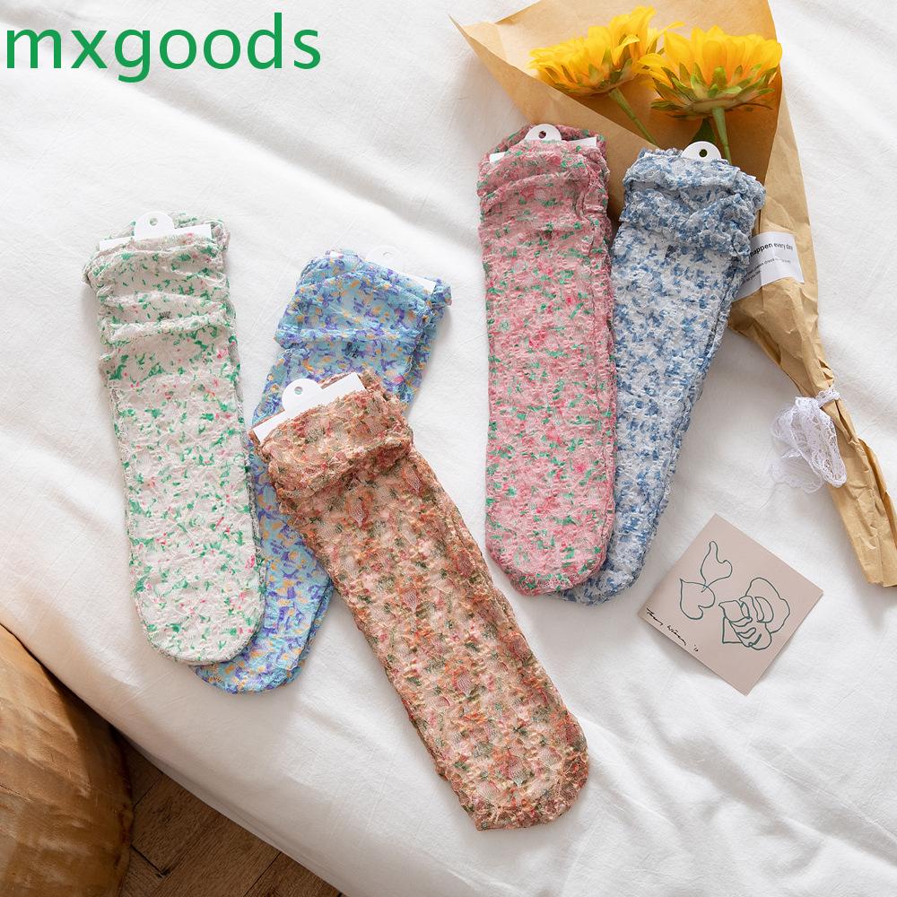 MXGOODS Tất Lưới Phối Ren Thoáng Khí Phong Cách Nhật Bản Dành Cho Nữ