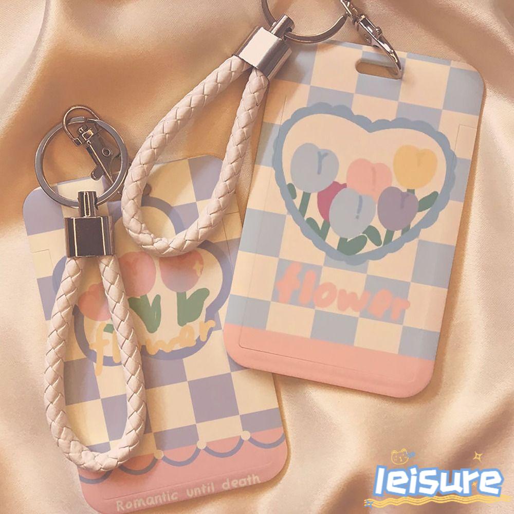 LEISURE Ví Đựng Thẻ Bằng Nhựa Họa Tiết Hoạt Hình Dễ Thương Cho Học Sinh