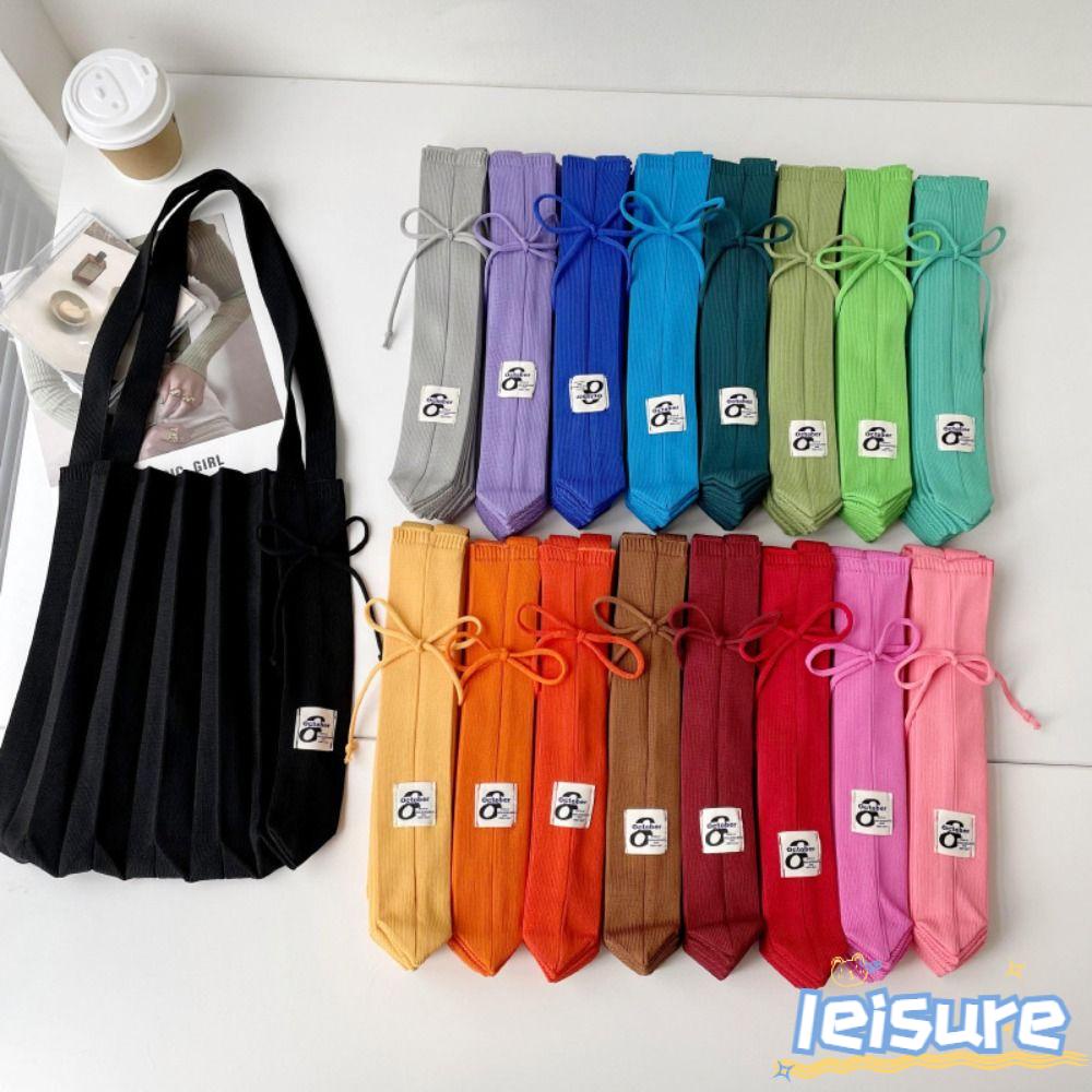 LEISURE Túi Tote Dệt Kim Phối Màu Tương Phản Cá Tính Thời Trang