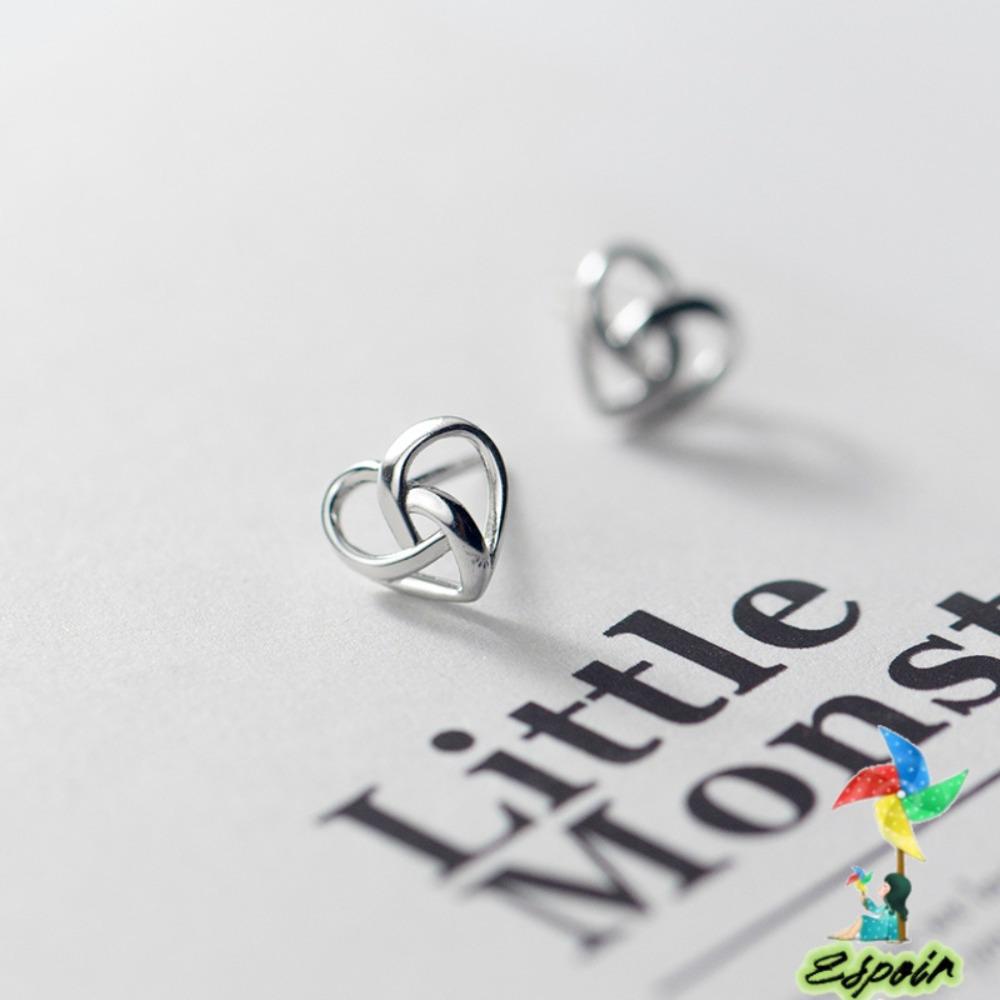 ESPO Set 6 Đôi Bông Tai Mạ Bạc 925 Hình Trái Tim Thời Trang