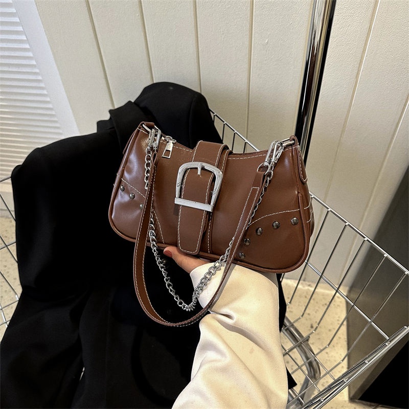 Túi Đeo Vai Đính Đinh Tán Dây Xích Thời Trang Cao Cấp Phong Cách Retro Cho Nữ