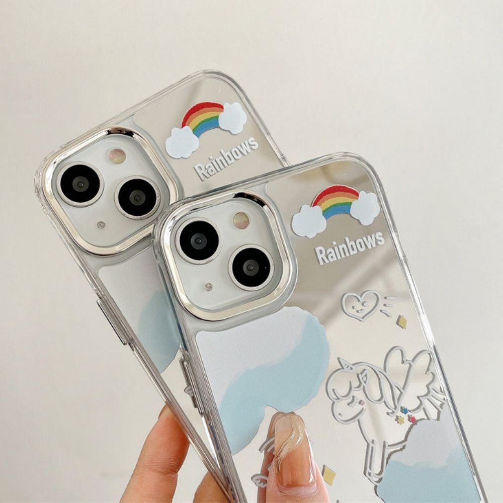 Ốp Điện Thoại TPU Mềm Chống Sốc Tráng Gương Họa Tiết Kỳ Lân Cho IPhone 11 12 13 14 Pro Max
