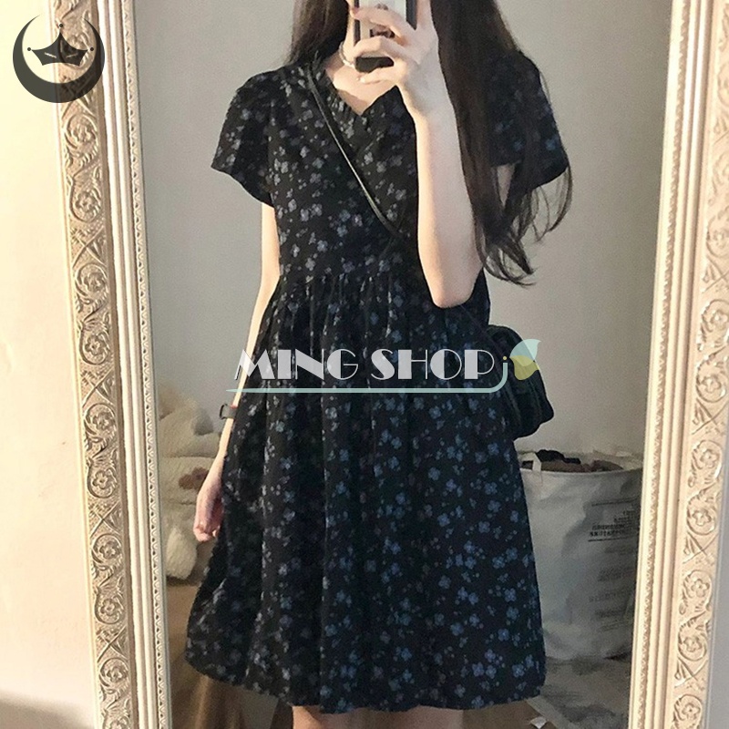 Đầm Mini Cổ Chữ V In Họa Tiết Hoa Thời Trang Mùa Hè Cho Nữ