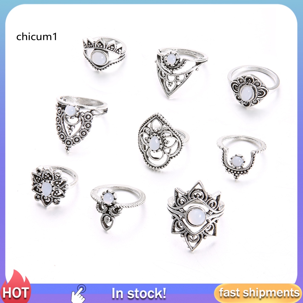 Set 9 Nhẫn Đeo Khớp Ngón Tay Phong Cách Retro