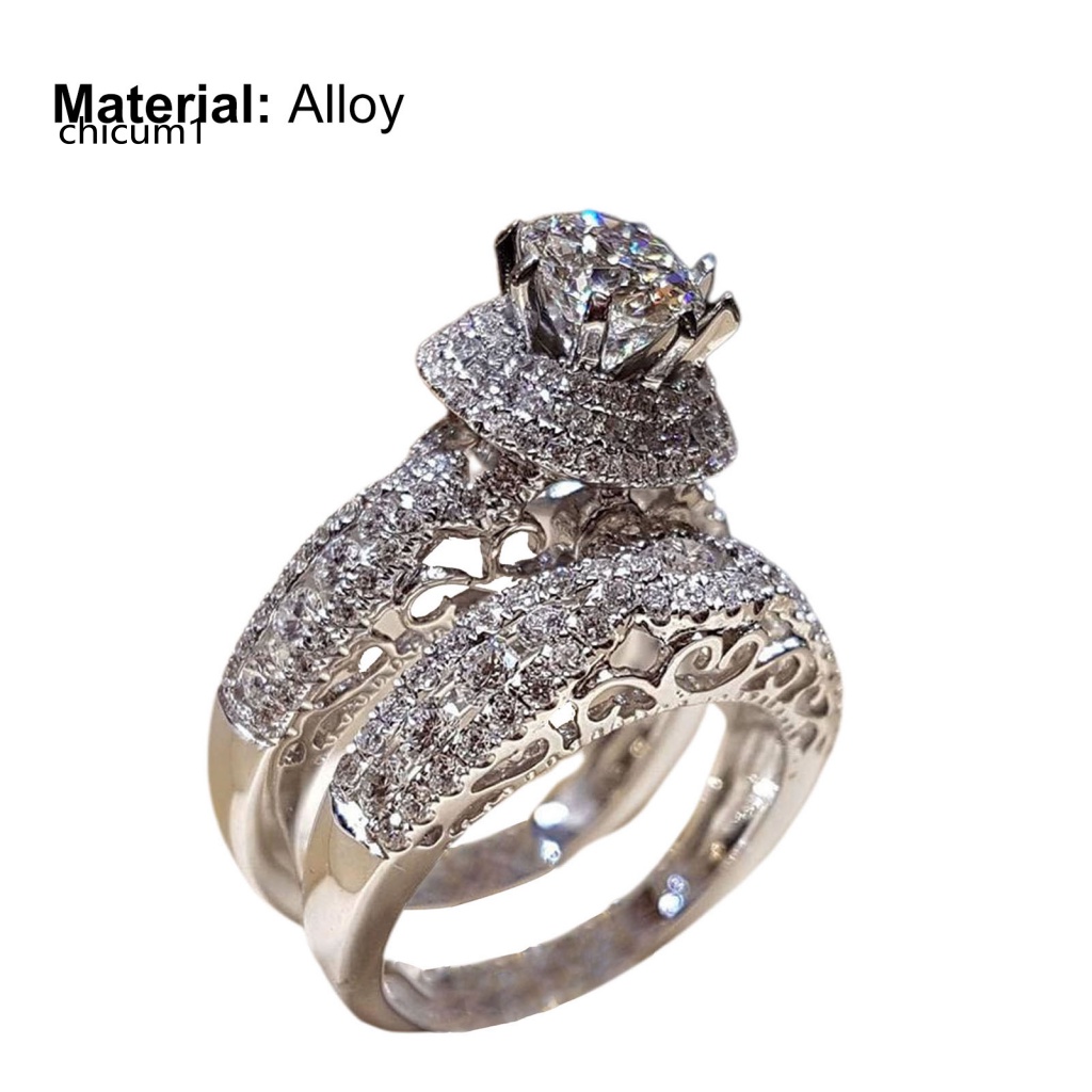 1 Cặp Nhẫn Cưới Mạ Điện Đính Đá Zircon Sáng Bóng