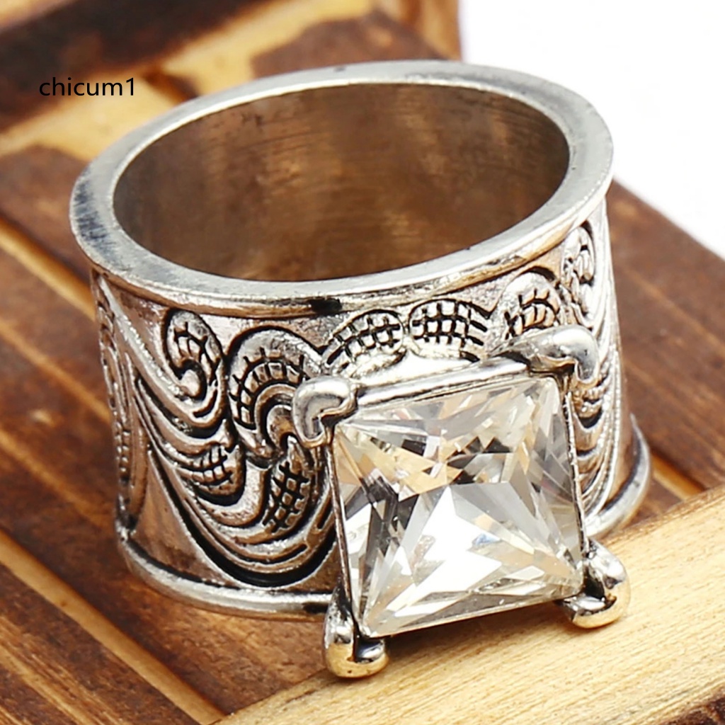 Nhẫn Unisex Đính Đá Zircon Cổ Điển Sang Trọng