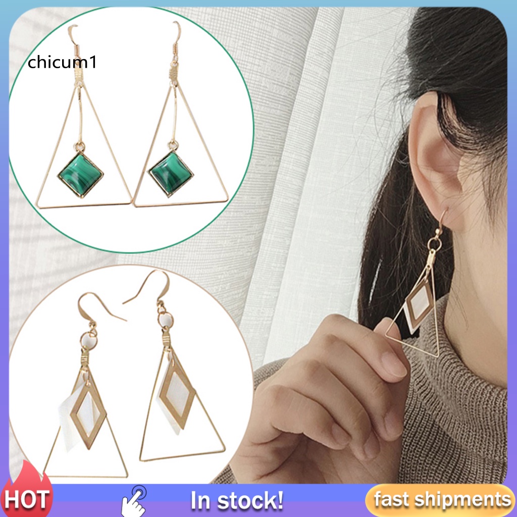 Khuyên Tai Kim Loại Hình Tam Giác Thời Trang Cho Nữ