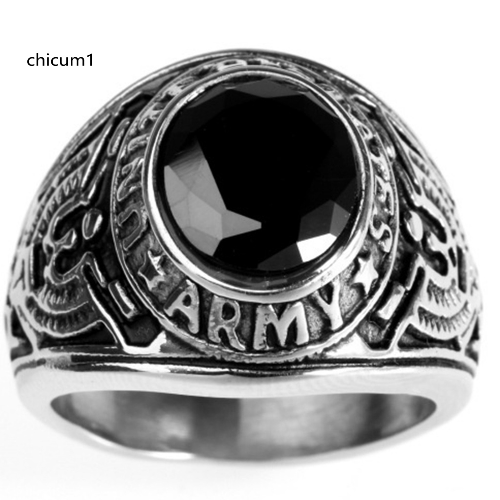 Nhẫn Đính Đá Hình Oval Phong Cách Punk Cổ Điển