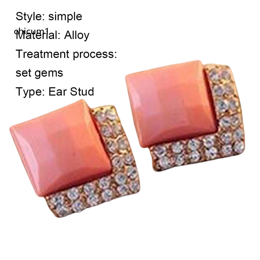 1 Đôi Bông Tai Hình Vuông Lấp Lánh Duyên Dáng Dành Cho Nam Và Nữ