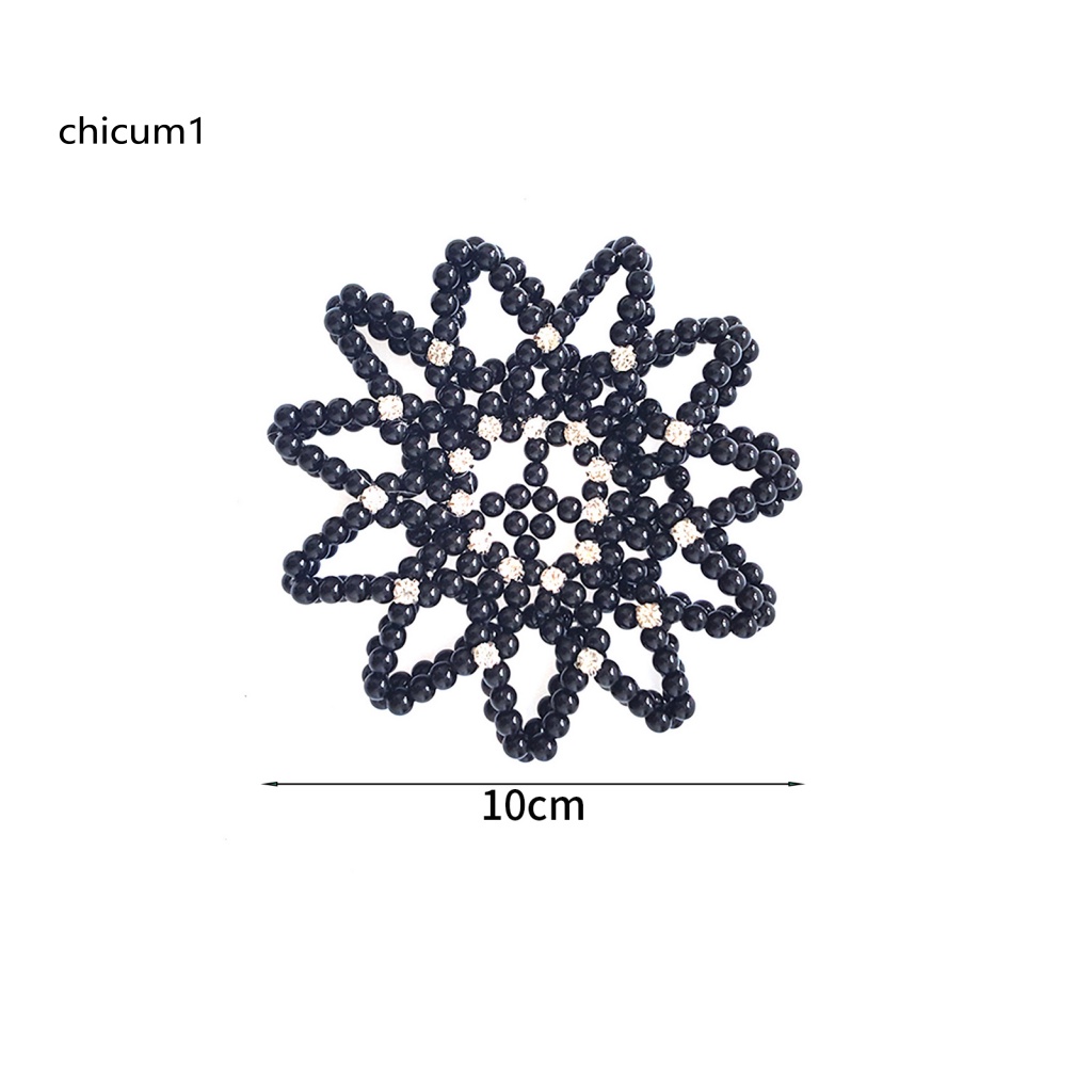Kẹp Tóc Lưới Đính Đá Ngọc Trai Giả Lấp Lánh Chống Trượt Cho Nữ