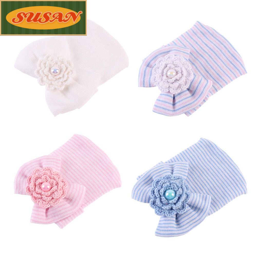 SUSANS Mũ beanie Trùm Đầu Thiết Kế Thắt Nơ Lớn Bằng Ruy Băng Cho Bé Sơ Sinh