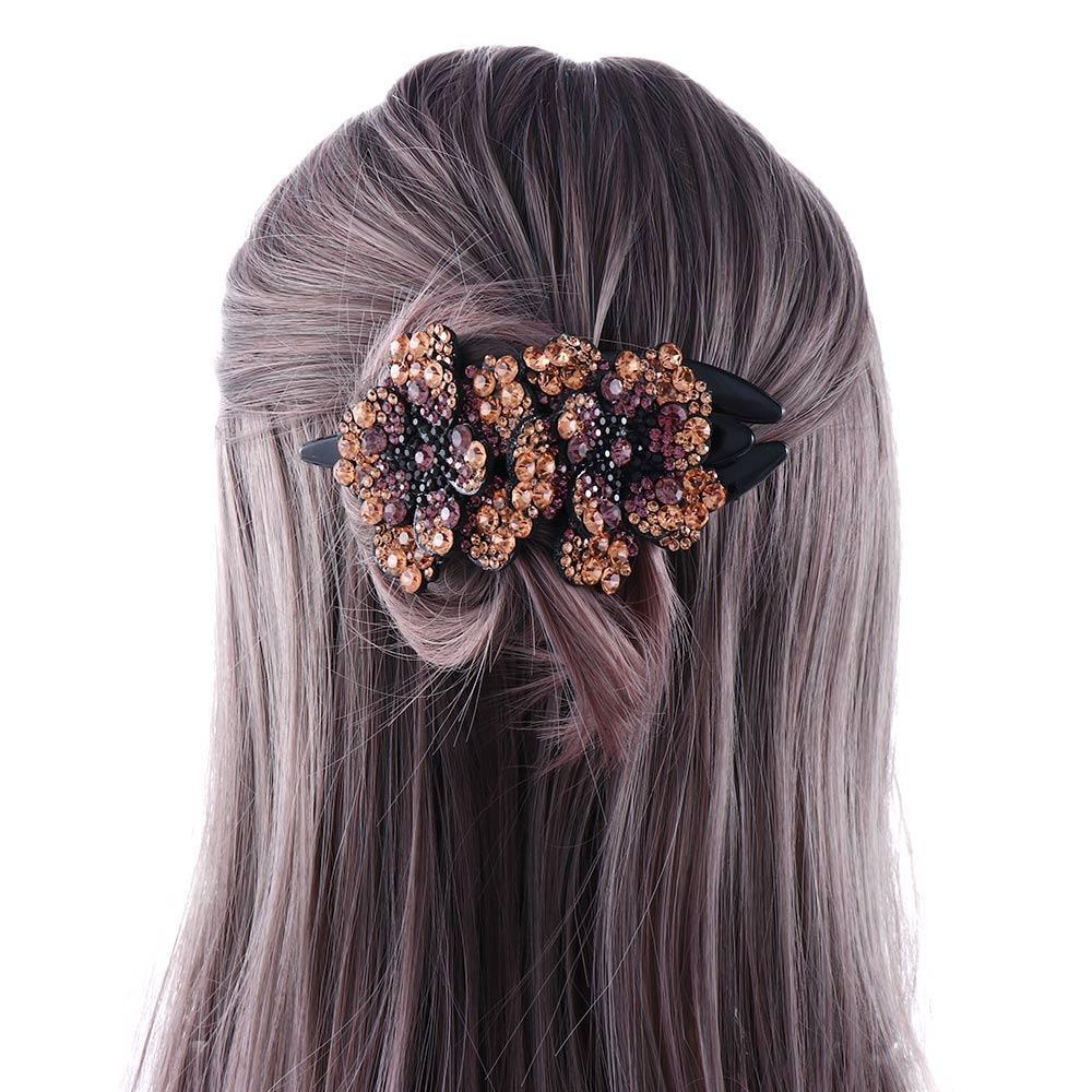 ANEMONE Kẹp Tóc Mỏ Vịt Đính Đá Chống Trượt Phong Cách Retro Cho Nữ