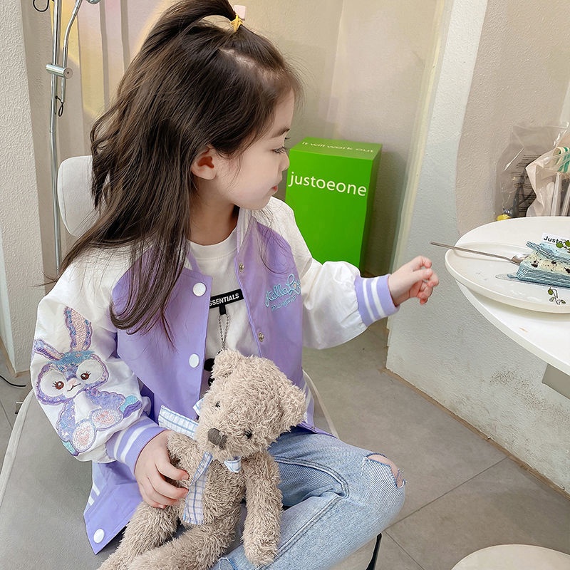 Áo Khoác Bóng Chày Tay Dài In Hoạt Hình Dành Cho Bé Gái