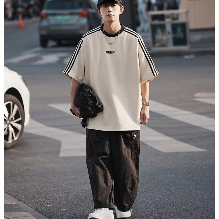 Áo Thun Tay Ngắn Dáng Rộng Phong Cách Đường Phố Mỹ Thời Trang Mùa Hè Mới Cho Nam