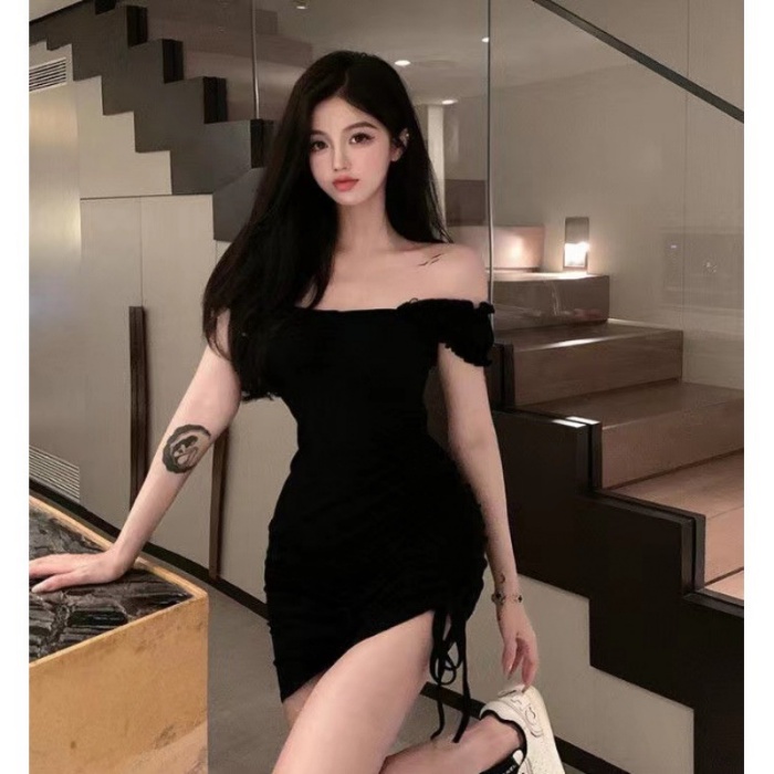 One Đầm Dáng Chữ A Tay Phồng Phối Dây Rút Thời Trang Mùa Hè Cho Nữ