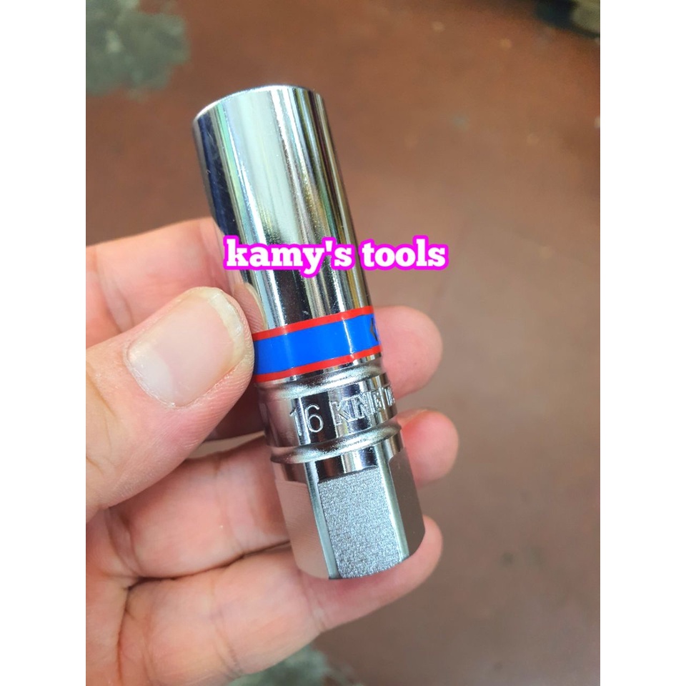 Đầu khẩu tuýp tháo mở bugi có nam châm 16mm 3/8 inch 6 cạnh dài 70mm Kingtony 366516