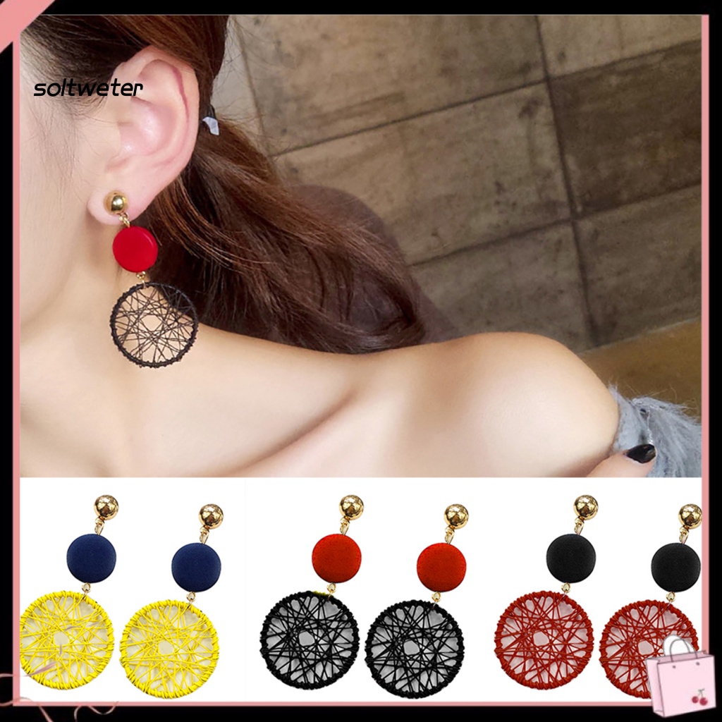 1 Đôi Bông Tai Hình Tròn Rỗng Dài Sáng Tạo Cho Nữ