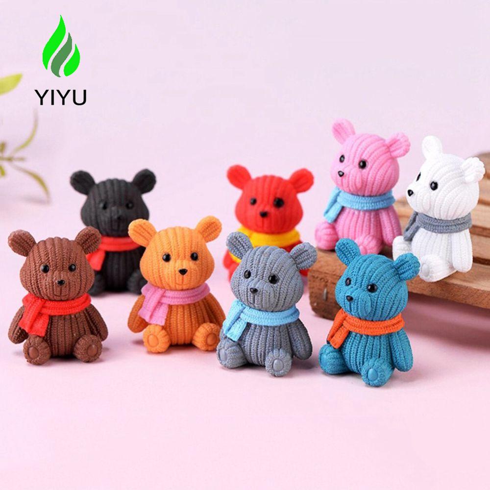 YIYU Tượng Gấu Bằng Nhựa PVC Trang Trí Nhà Búp Bê