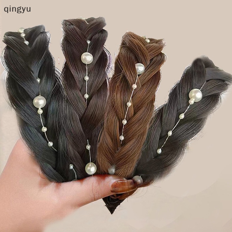 Cài Tóc Giả Thắt Bím Xương Cá Đính Ngọc Trai Handmade Phong Cách Cổ Điển Dành Cho Nữ