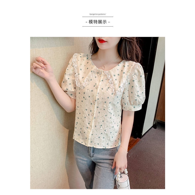 Áo Sơ Mi Chiffon Tay Ngắn In Hoa Thời Trang Mùa Hè Hàn Quốc 2023 Cho Nữ