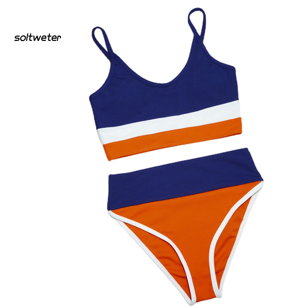 Bộ Bikini 2 Mảnh Có Dây Điều Chỉnh Màu Sắc Lưng Cao Cho Nữ